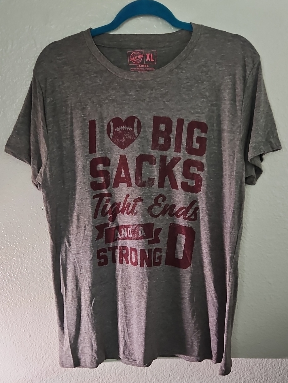 NWOT Crazy Dog T-Shirts Funny Football Graphic Tee Heather Gray XL